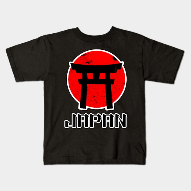 Funny Asia Japan Japanese Gate Torii Flag Kids Kids T-Shirt by vulanstore